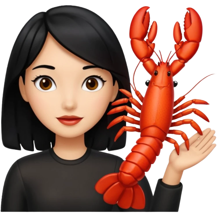 a lobster high five a girl with black hair emoji