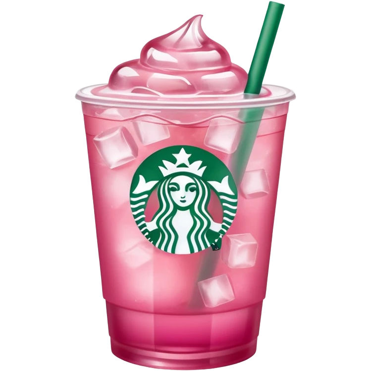 Starbucks pink drink with ice cubes emoji