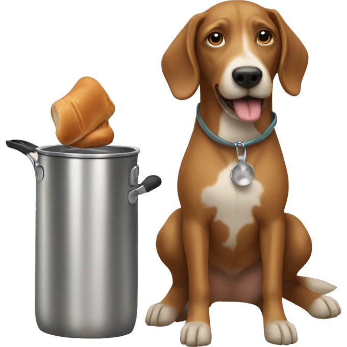 Dog cooking with horse emoji
