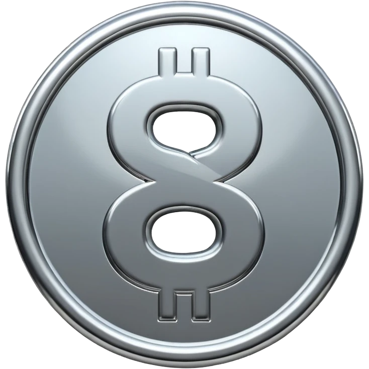 A double dollar sign emoji made of polished silver chrome, smooth metallic surface, glossy reflections, luxury swag vibe, minimal iOS emoji style, centered on white background emoji