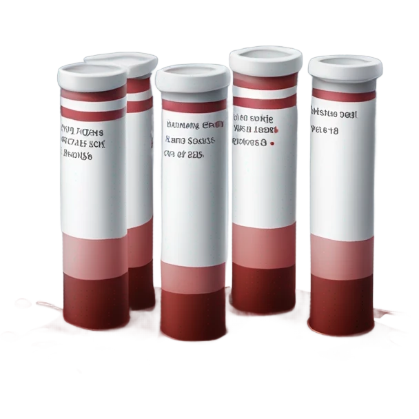 3 tubes of blood test in lab no microscope emoji