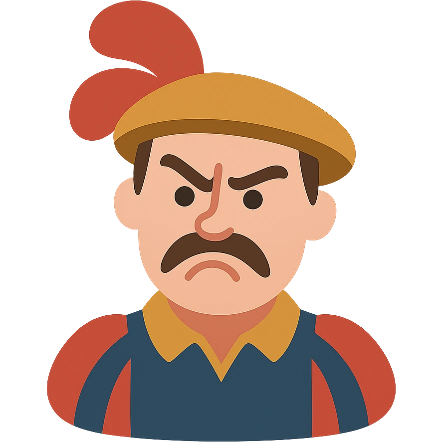 Angry Landsknecht looking up with one eyebrow raised emoji