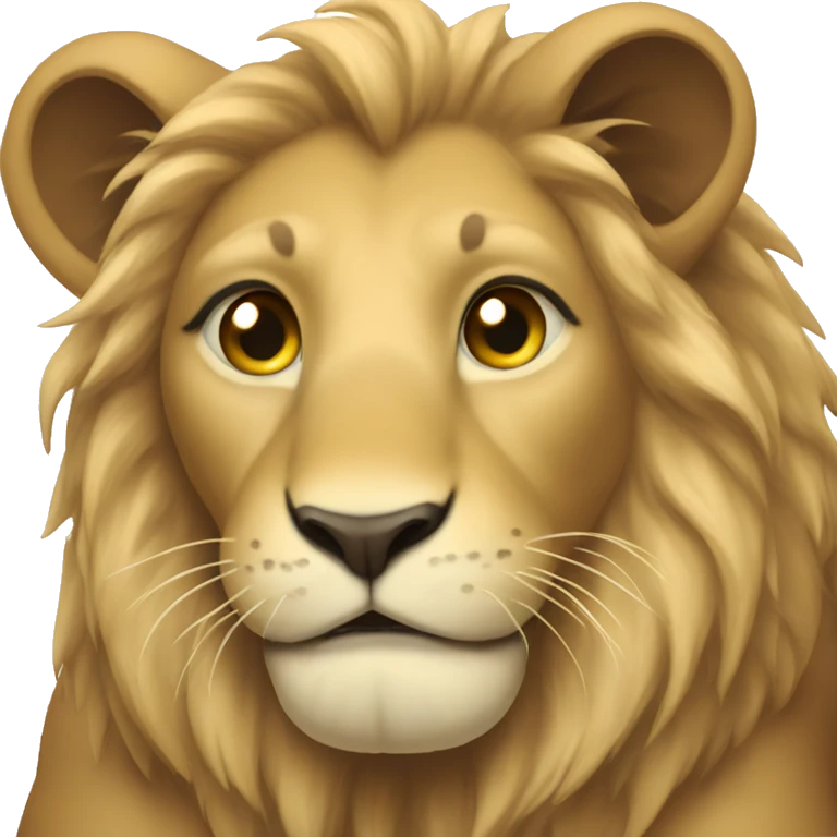 Young lion holding a big LOVE emoji