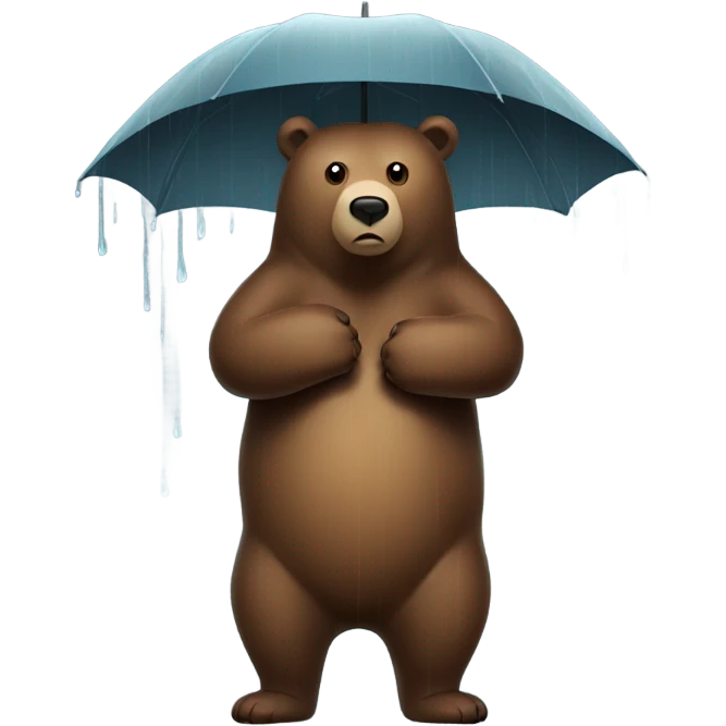 Brown bear holding an unrelated in the rain emoji