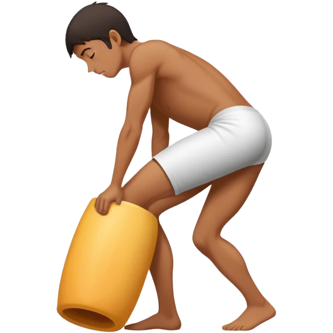 Make a regular person facing away from me kind of bent over aching from his back in pain because he’s carrying a long silhouetteted object that’s very cylindrical. It’s very big and hurts very much  emoji