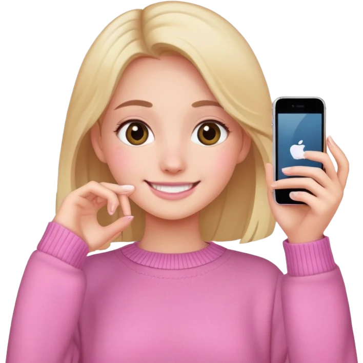 Create an emoji that’s a girl aesthetic taking a picture with her iPhone emoji