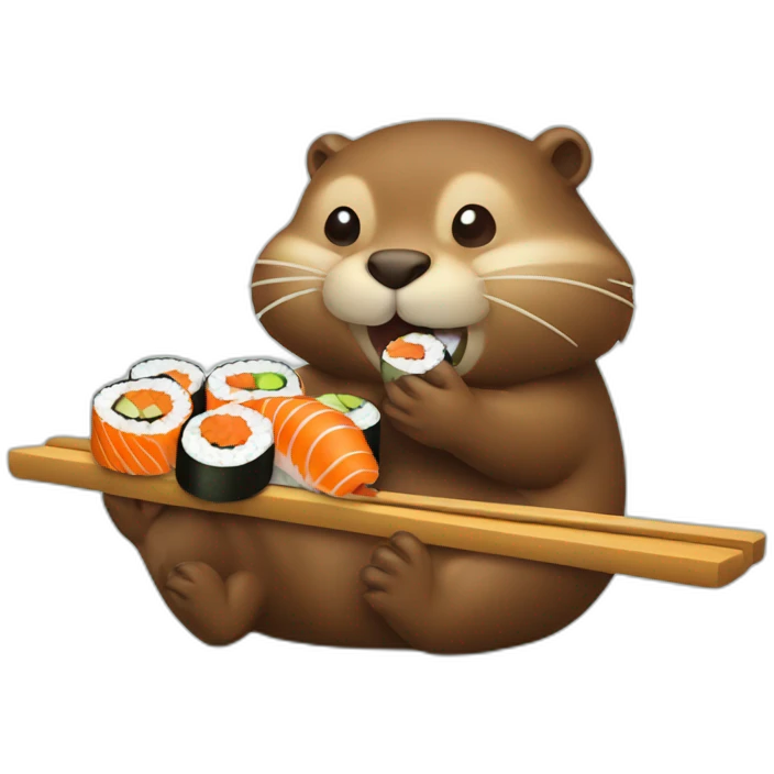 Beaver eating sushi emoji