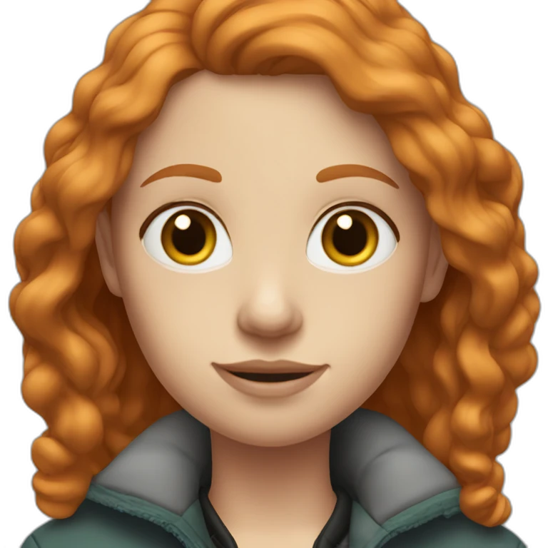 Straight ginger hair and blue eyes woman with a Canadian jacket emoji