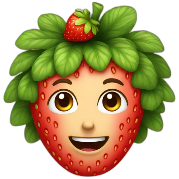 A strawberry with a curly hair emoji