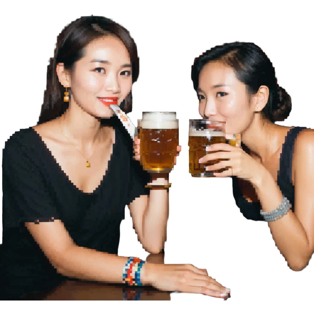 marion drinking beer with thai lady emoji
