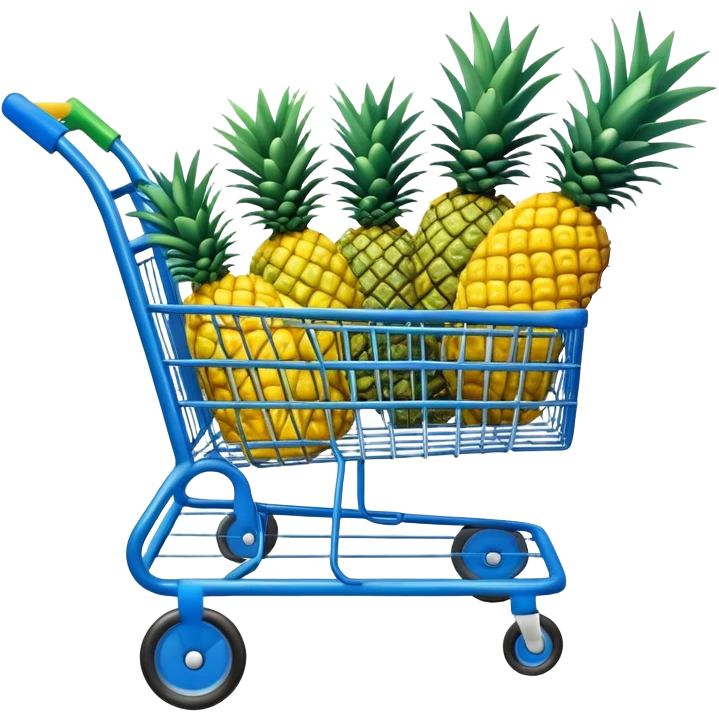 blue shopping cart with pineapples emoji