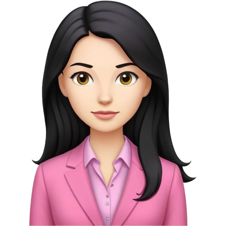 Business chlothes pink woman caucasian long black hair girl emoji