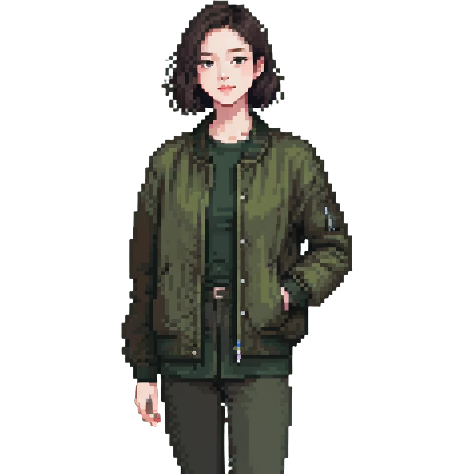 dark olive green jacket over a lighter green top emoji
