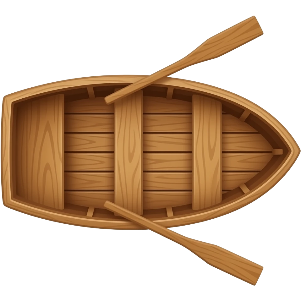 wooden big boat top view emoji