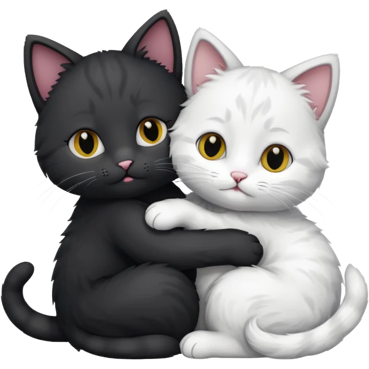 a black kitty hugging a white kitty emoji