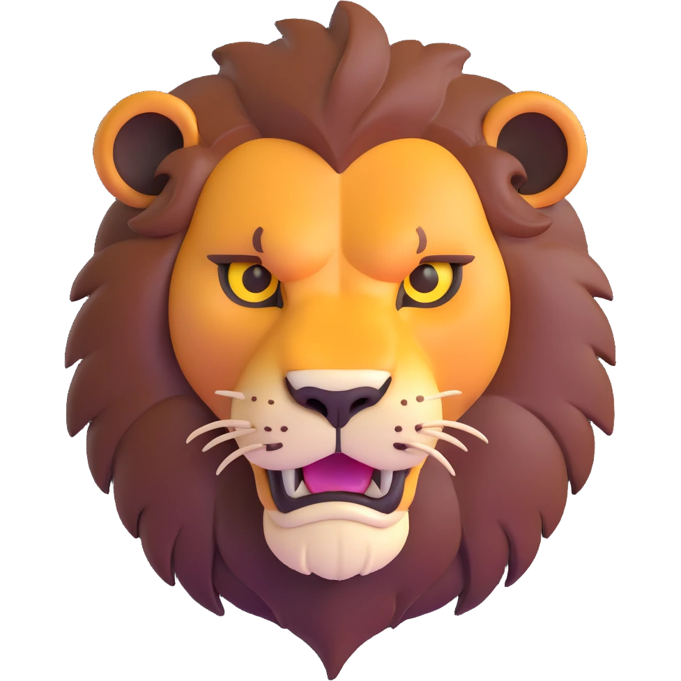 nasty lion looking sideways with mean fierce expression emoji