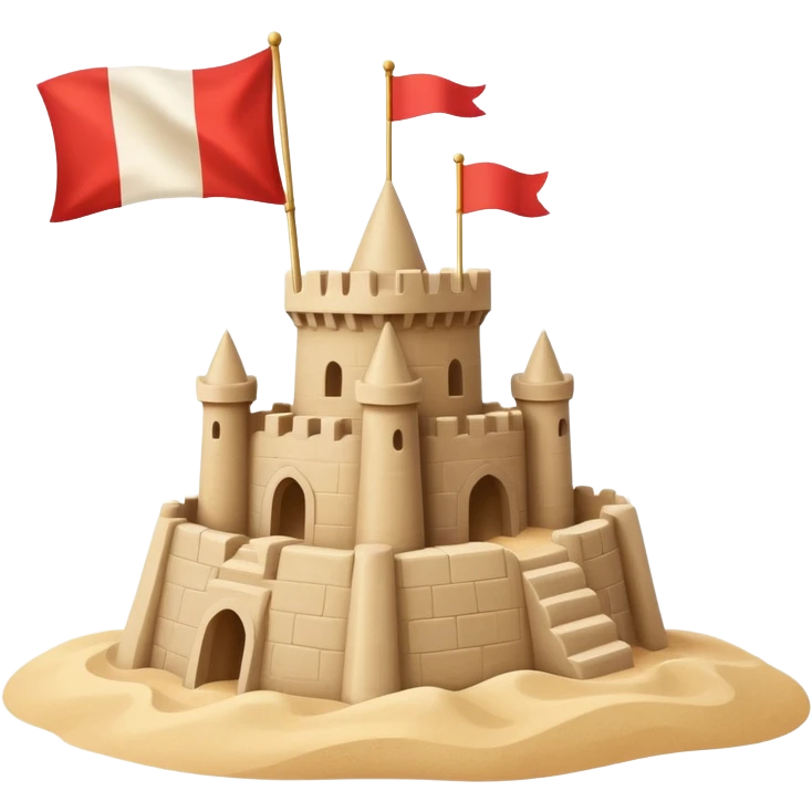 sandcastle with a small flag on top emoji