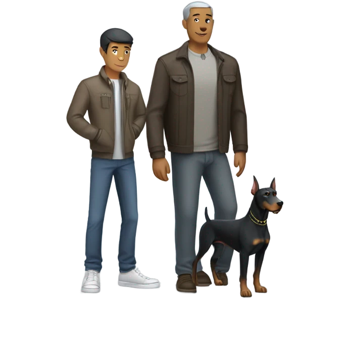 Gray Doberman and man emoji