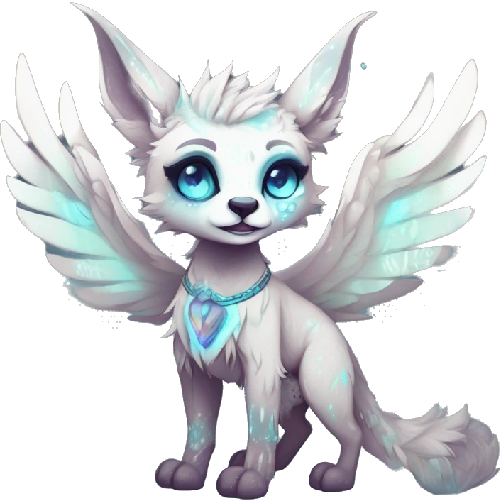 Cool cute Kawaii edgy ethereal futuristic modern epic fantasy animal sparkle fursona Fionbri creature by griffsnuff & LiLaiRa & Falvie full body emoji