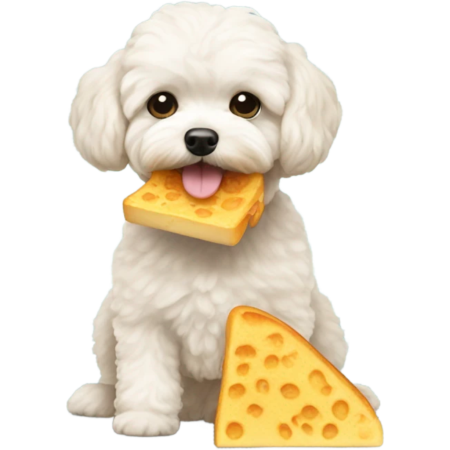 maltipoo eating grilled cheese   emoji