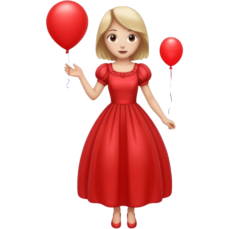 female wearing dress, holding balloon emoji
