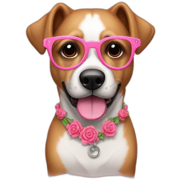 perro con lentes rosas y collar  emoji