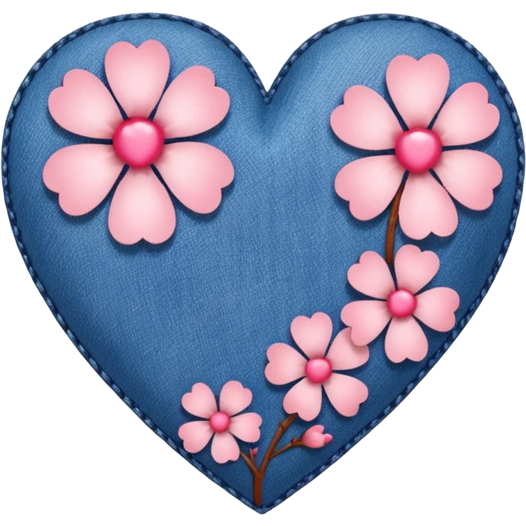 sakura heart with a denim border emoji
