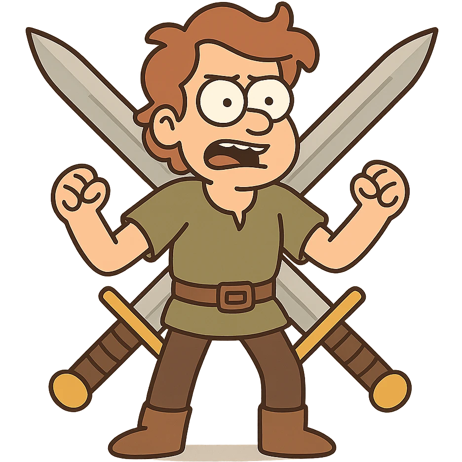 two crossed swords, cartoon style emoji