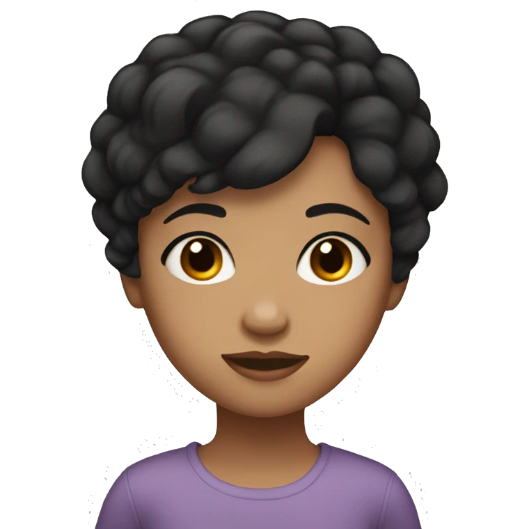 medium skinned girl with short black hair and brown eyes emoji