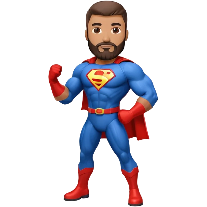 Latino HVAC repairman with goatee beard superhero action figure emoji