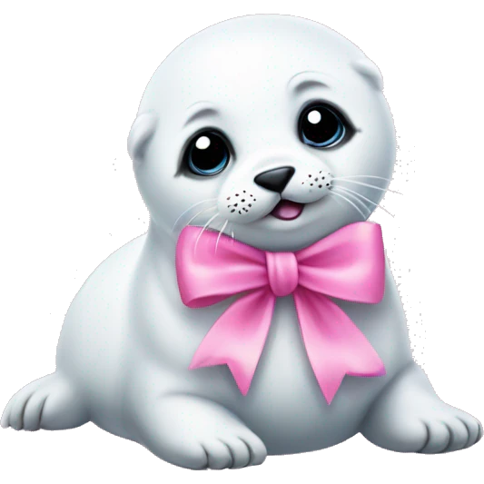 baby harp seal with pink bow emoji