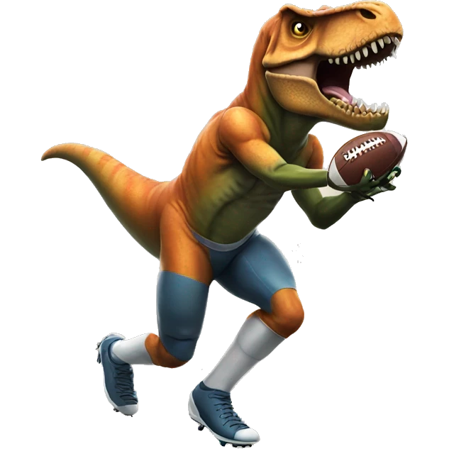 T. rex playing football emoji