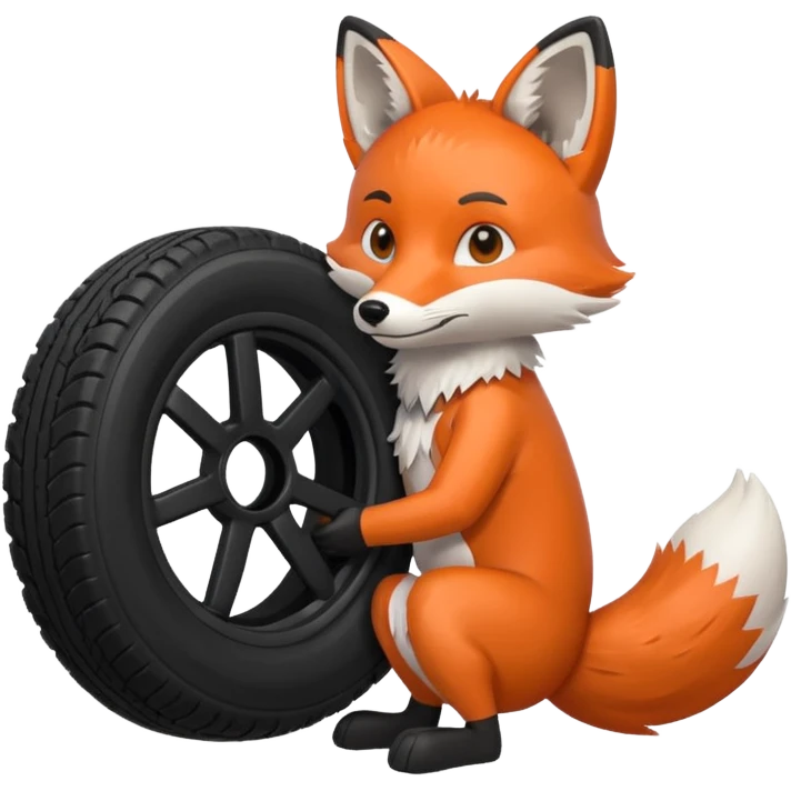 Diseña un Zorro mostrando una llanta  emoji
