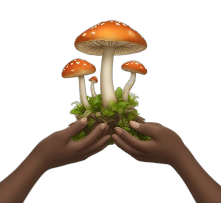 Two hands collecting Mushroom emoji