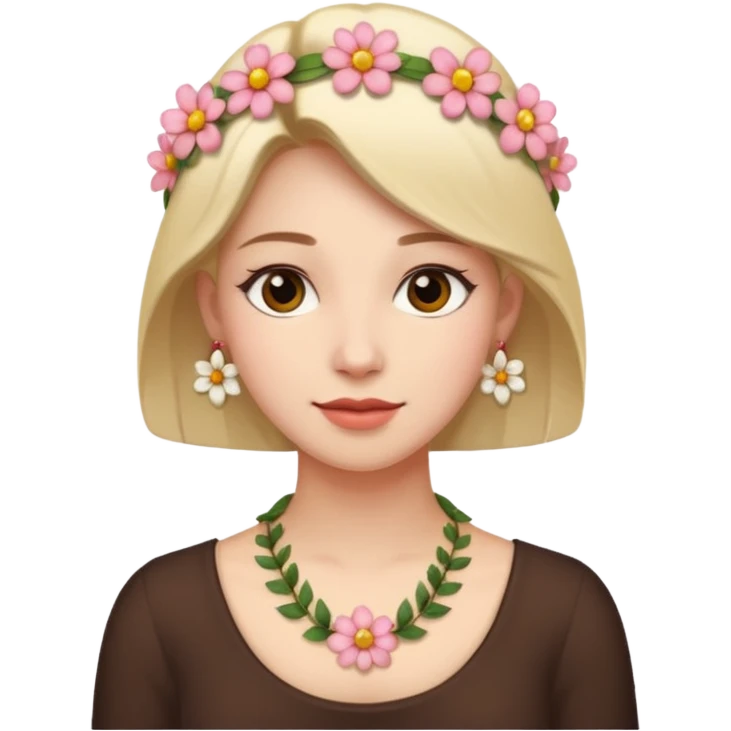 woman with just a flower necklace emoji