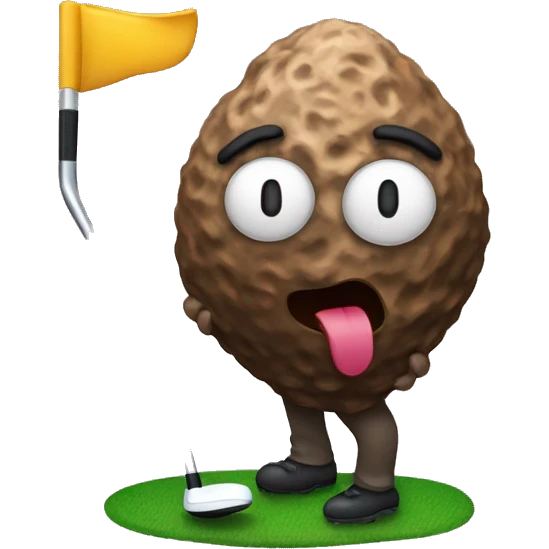 Turd playing golf emoji