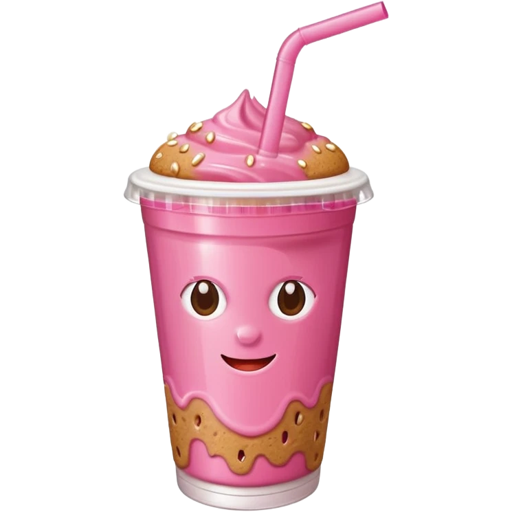 strawberry biscoff drink with lid and straw emoji