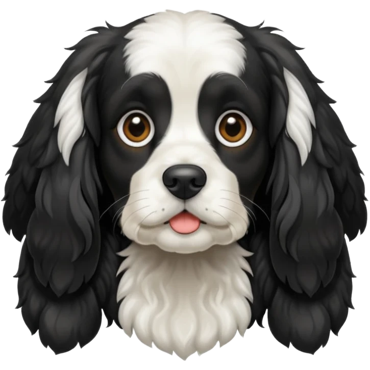 Собака русский кокер спаниель черно-белого цвета emoji