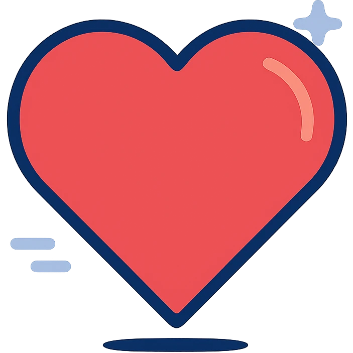 red heart with a subtle shine, clean and modern illustration style emoji