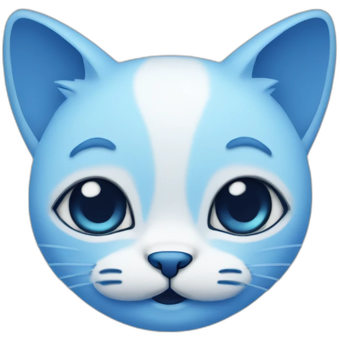 Blue simplistic sketch of a cute cat face emoji