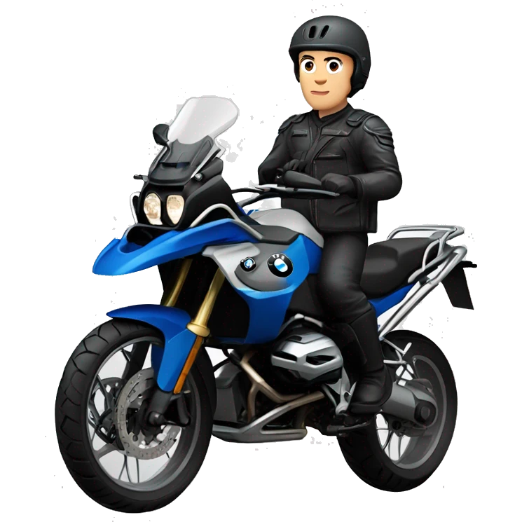 bmw gs 1250 black male rider on bike dark hair blue eyes emoji