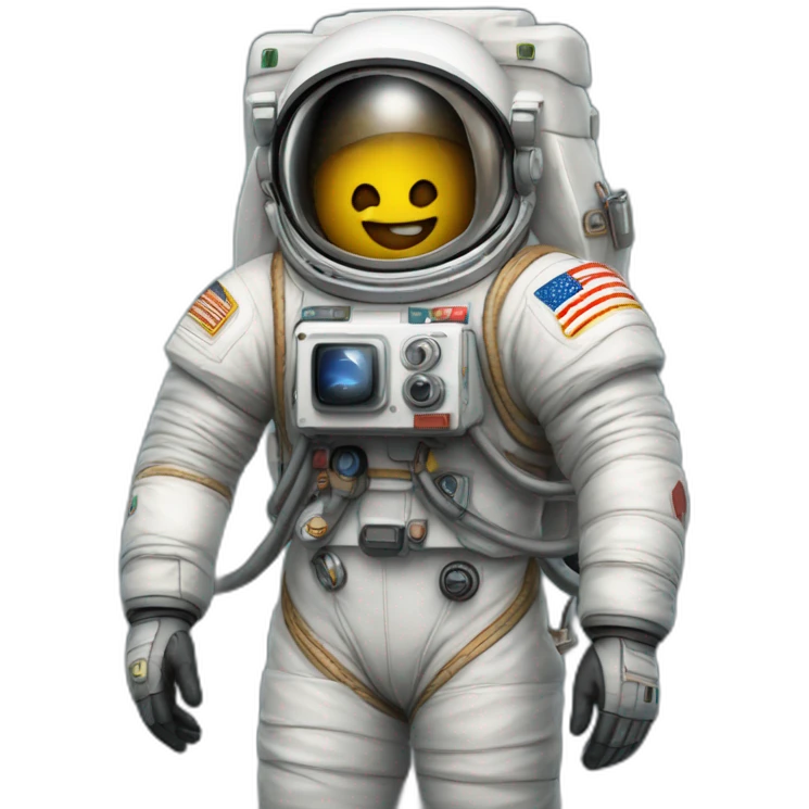 Astronauta con una cámara antigua de fotos emoji