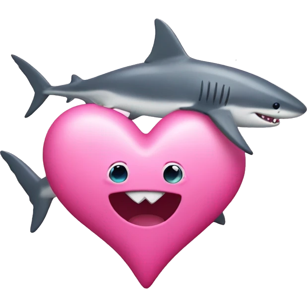 pink love heart with sharks emoji