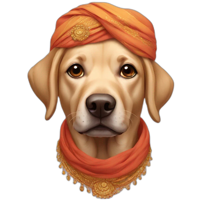 Labrador in turban and sari emoji
