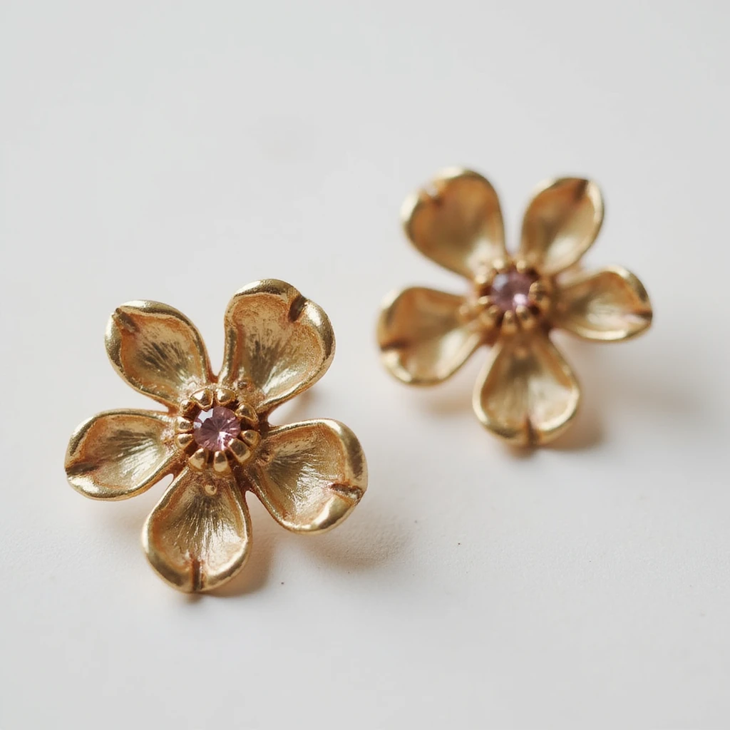 realistic flower-shaped earring, isolated on a transparent background, no visible background emoji