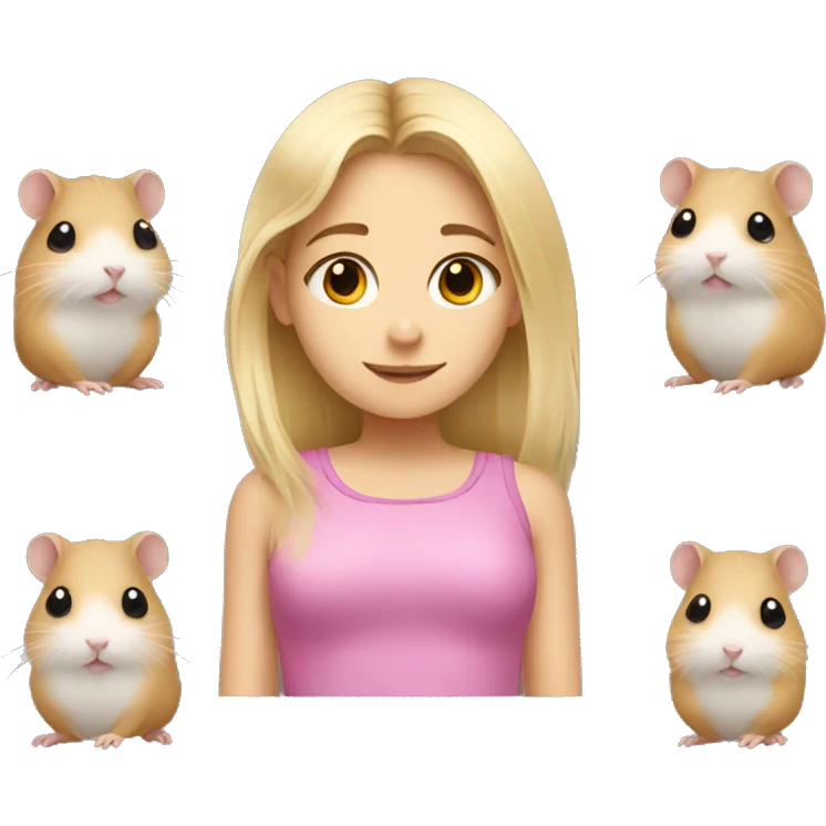 blonde girl and three hamster emoji