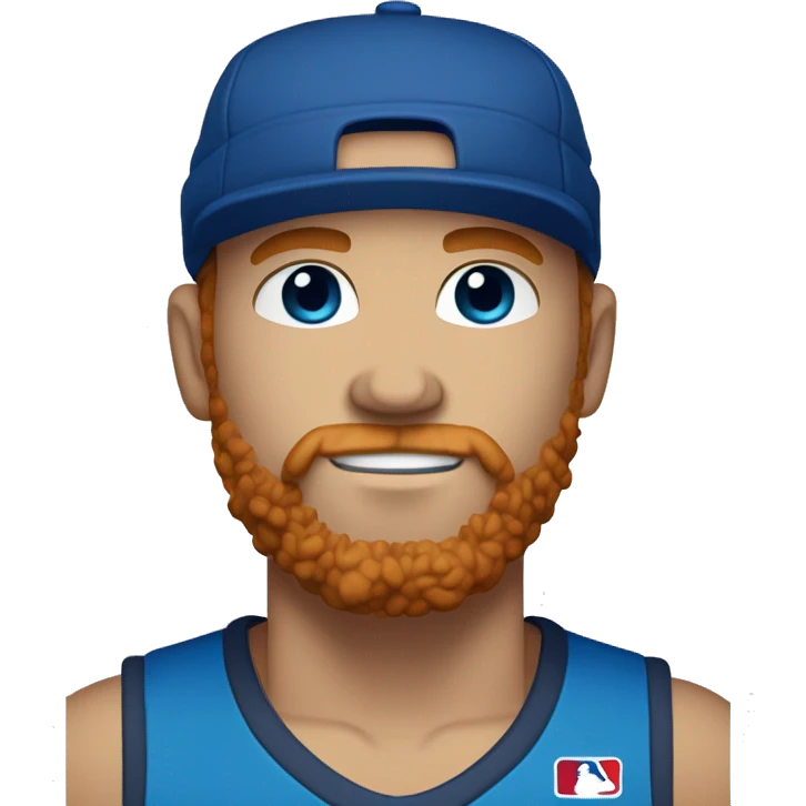 35 year old, male, short curly red hair, pale complexion, beard, blue eyes, basketball hat emoji