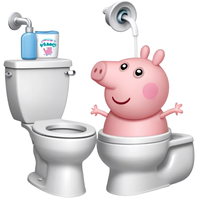 genera una botella stanley con un dibujo de peppa pig con un vater y que halla un texto que ponga: pepa vamo' al baño emoji