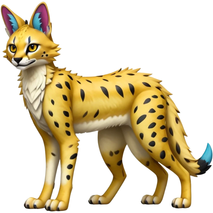 Epic Edgy Colorful Sergal-Serval-Vernid full body emoji