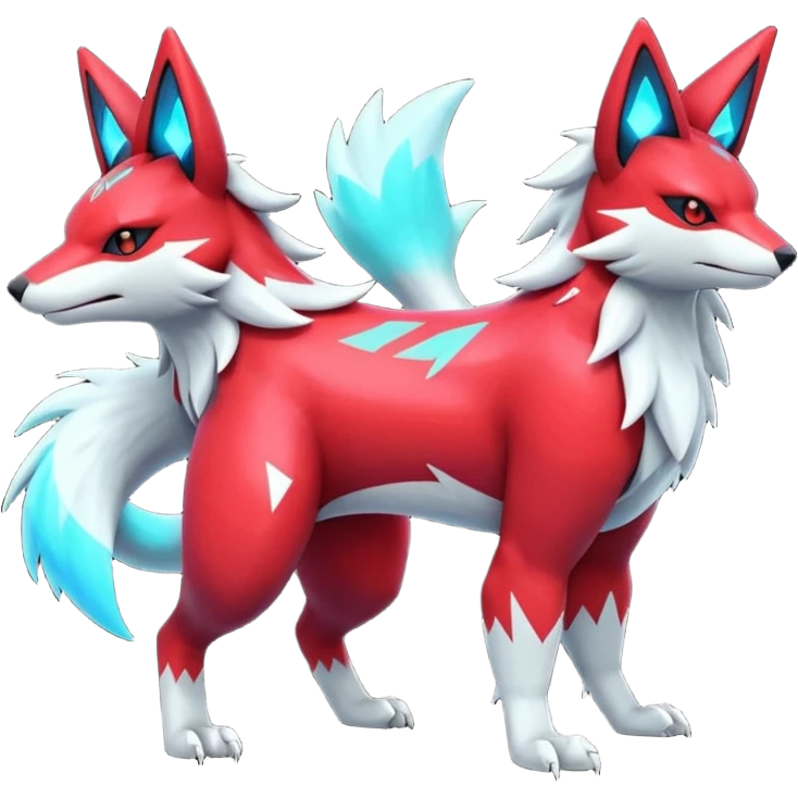 Futuristic shiny colorful neon vibrant bright patterned Zoroark-Zangoose-Litten-hybrid-creature emoji